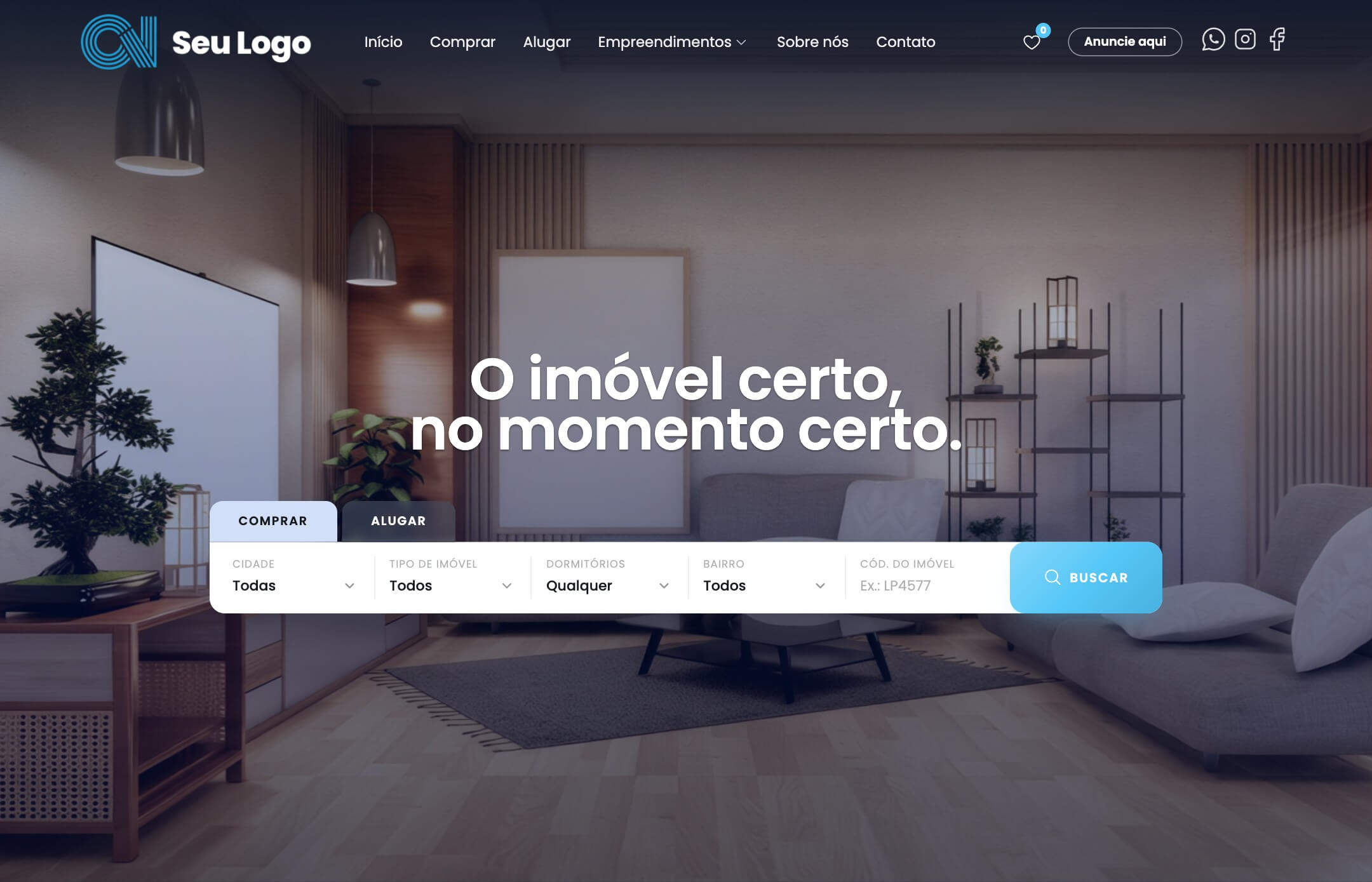 Site da imobiliária no computador