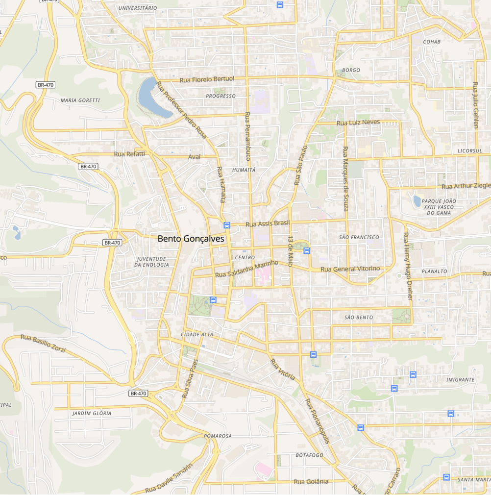 Mapa de Bento Gonçalves com imóveis